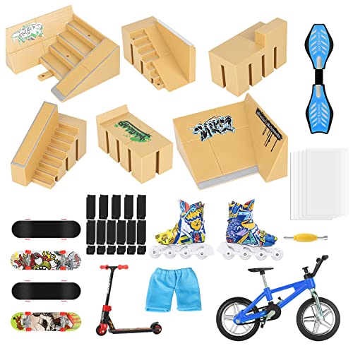 image for TIME4DEALS Fingerboard Skate Park Set 18 Pcs - Finger Skateboard Deck 
