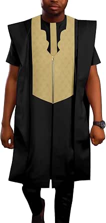 African Clothing 3-Piece Suit For Men - Dashiki Shirt, Ankara Pants & Agbada Robe, Cotton Wax Print