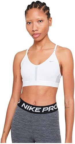 Nike Sujetador Indy con cuello en V, BlancoGris NieblaGris Partícula