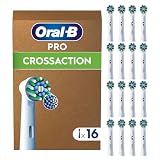 Oral-B Pro CrossAction Cabezales de Recambio Originales, Blanco, Pack de 16 - Recambios para Cepillo Eléctrico Oral B Pro, con Indicador de Uso y Filamentos en Forma de X para Una Limpieza Profunda
