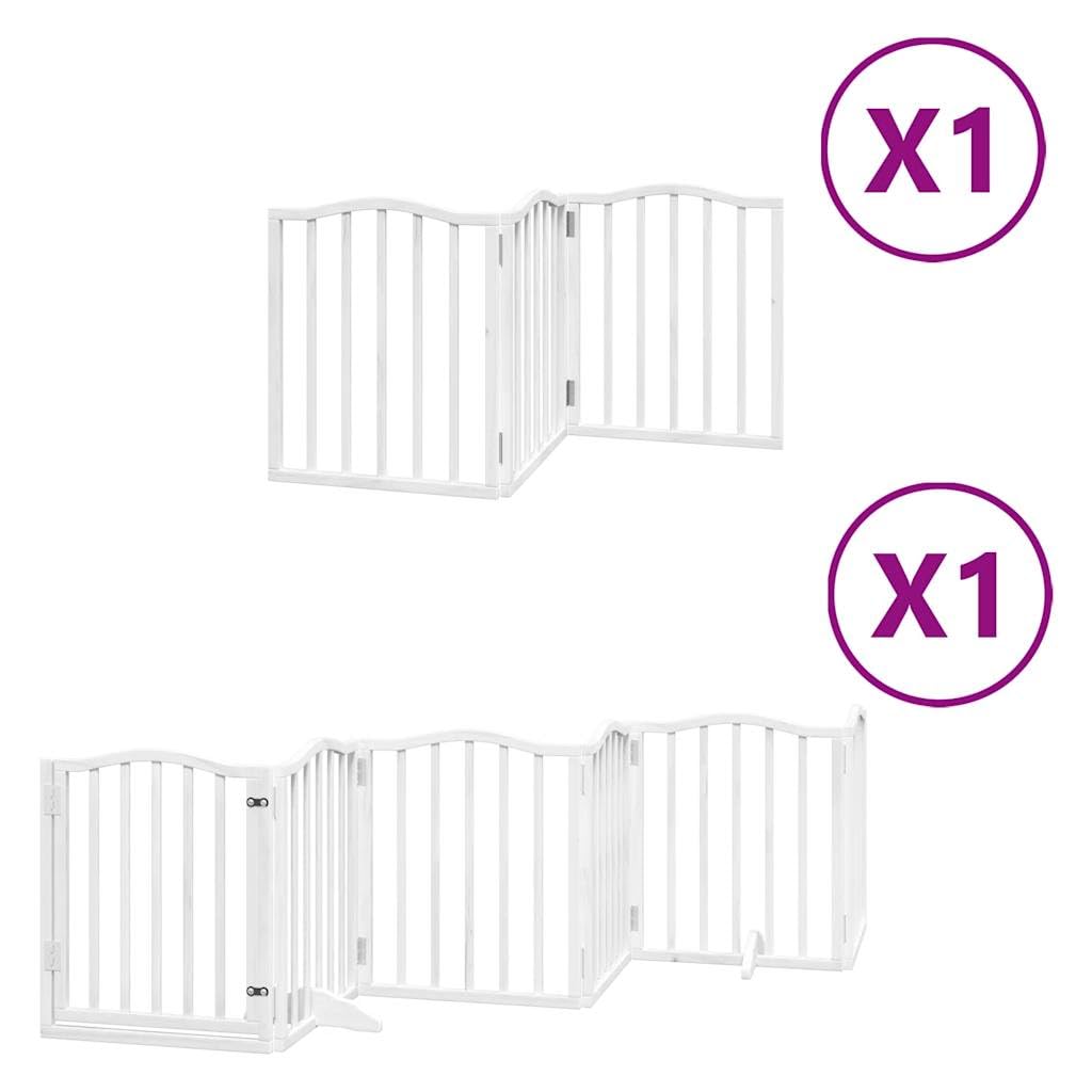 Homgoday Barrera para Perros,Barrera de Seguridad para Perros Mascotas,para Escaleras y Puertas Puerta para Perros Plegable 9 Paneles Madera álamo Blanca 450cm