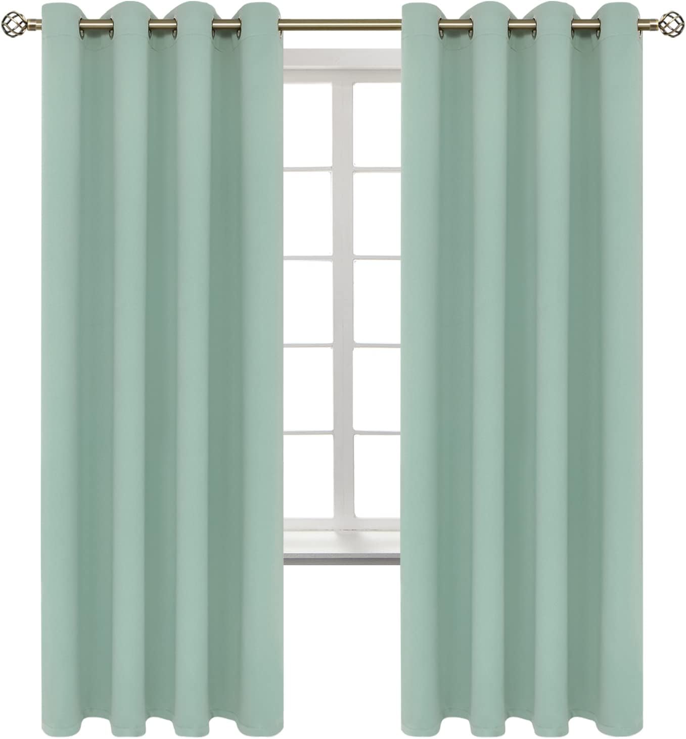 BGment Blackout Curtains - Grommet Thermal Insulated Room Darkening Bedroom and Living Room Curtains, Set of 2 Panels (52 x 72 Inch, Frosty Green)