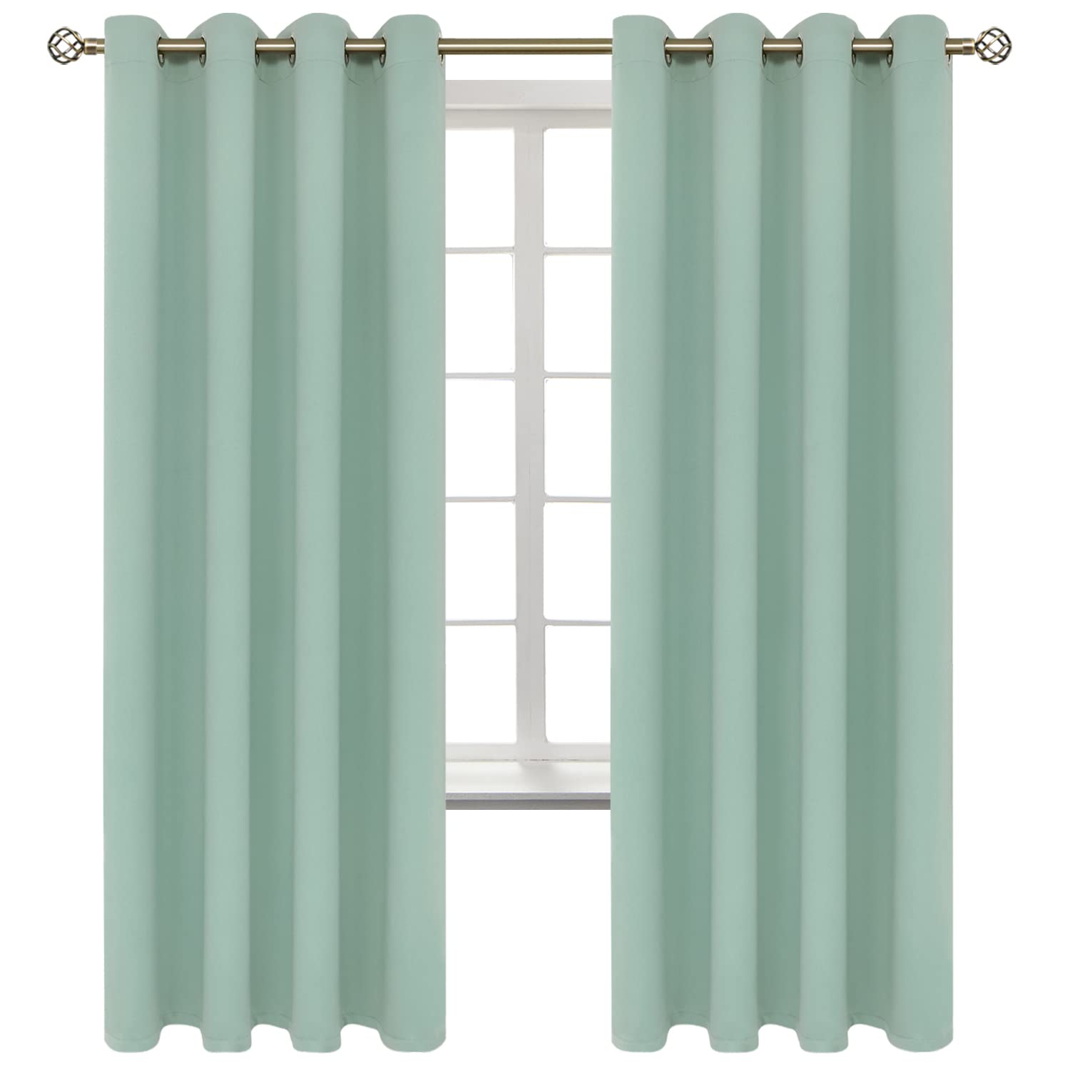 BGment Blackout Curtains - Grommet Thermal Insulated Room Darkening Bedroom and Living Room Curtains, Set of 2 Panels (52 x 72 Inch, Frosty Green)
