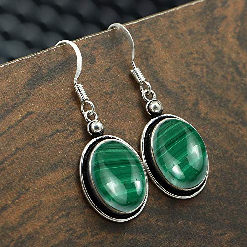 Malachite Earrings For Women, Dangle Earrings For Women Boho, Handmade Earrings For Women Dangle, Oval Stone Earrings For Women #TOP1