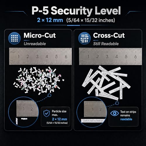 Destructora de papel P5 de 50L con microcorte de alta seguridad y ciclo de 30 min 4