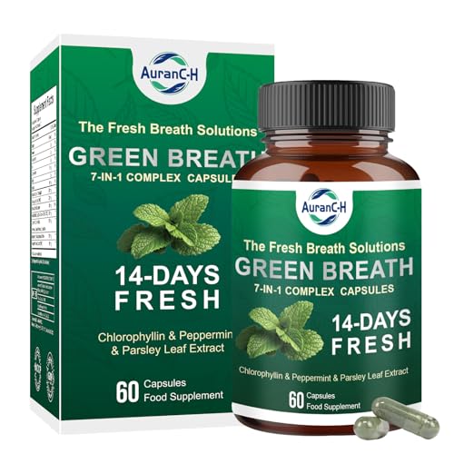 Chlorophyll Capsules Oral Health Probiotics - Bad Breath Capsules, 7-in-1 Body Deodorizing Supplement, Zero Breath Bad Breath, 7-in-1 Body Deodorizing Supplement, 60 Capsules