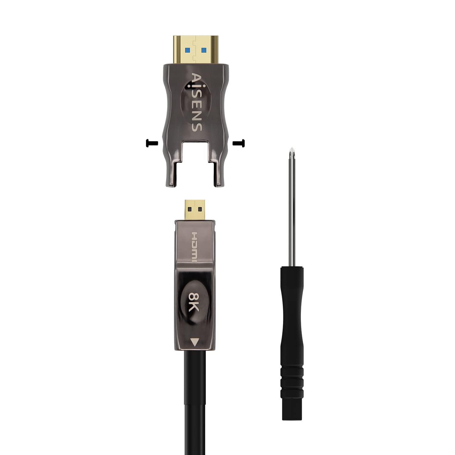 AISENS - A153-0648 - Cavo HDMI V2.1 AOC staccabile ultra alta velocità 8K@60Hz 4K@120Hz 4:4 48Gbps, A/M-D/A/M, nero, 50m