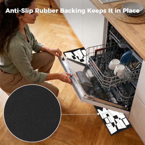 Image of Fridge Mat - 9.1 inch x 38.6 inchRefrigerator Mats with Water Absorbent, Leak-Proof Rubber Backing, Easy to Clean, Bohemian Design, Protect Floors from Spills (Geo)