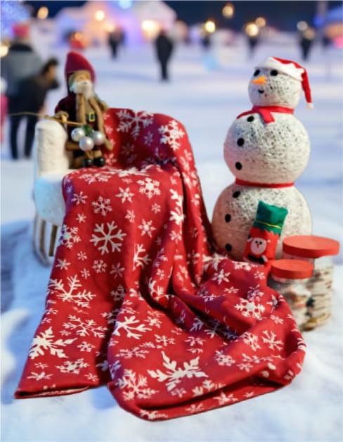 Couverture coton turc flocon de neige rouge, le cadeau de Noël idéal