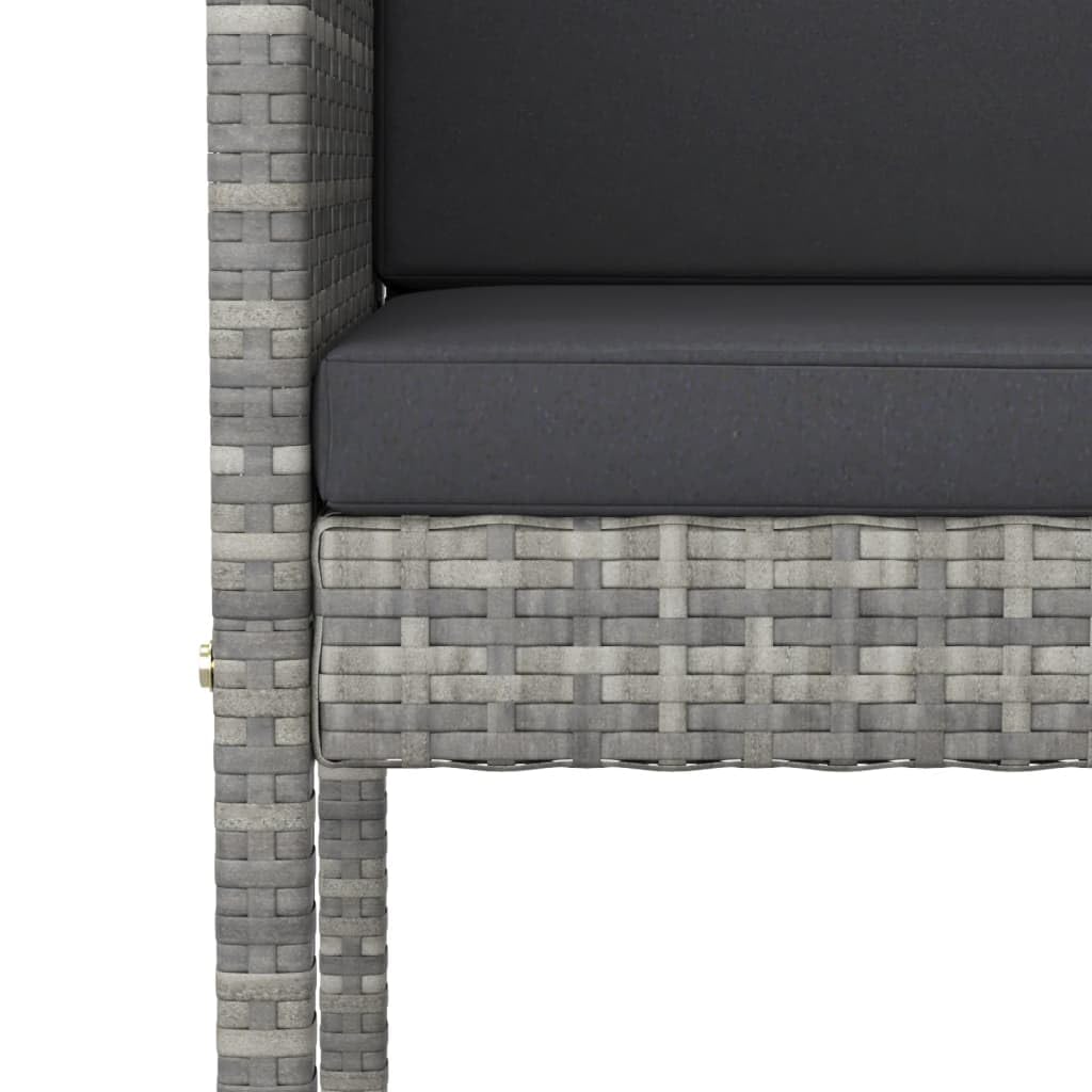 Juego de 9 muebles de jardín con cojines, gris de poliratán, mesa de bar, 180 x 70 x 110 cm, resistente a la intemperie, juego de muebles para exteriores, para terraza, balcón y jardín