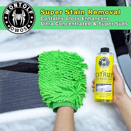 Car Wash Kit with Car Wash Soap Shampoo, Interior Cleaner, Wheel Cleaner, Car Detailing Cleaning Care Kit for Cars Trucks RVs SUVs Motorcycles Detailing Cleaning - Image 3