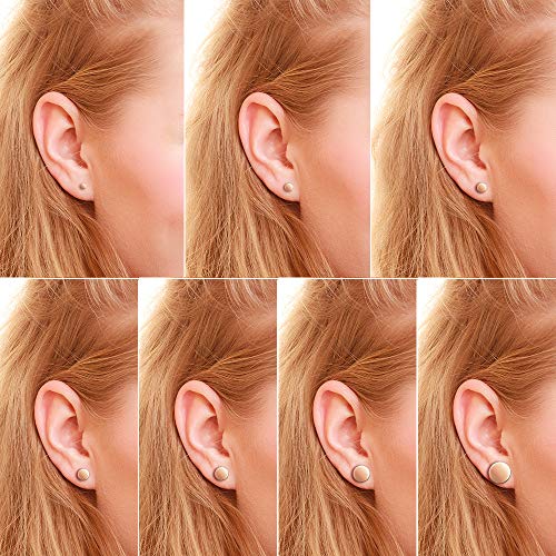 7 Pairs Stainless Steel Dot Disc Circle Round Flat Earring Set For Men Women, 3Mm-12Mm(Black/Steel/Gold Rose/Gold Option) #TOP3