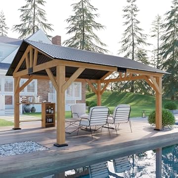 wooden gazebo with bar