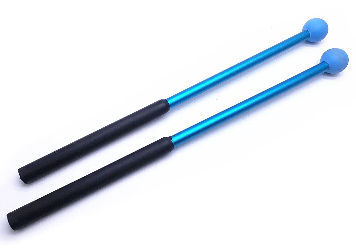 Jiayouy 1 Paar Xylophon Schlägel Marimba Glockenspiel Hammer Gummihammer Percussion Sticks mit Aluminium-Legierung Griff – blau groß