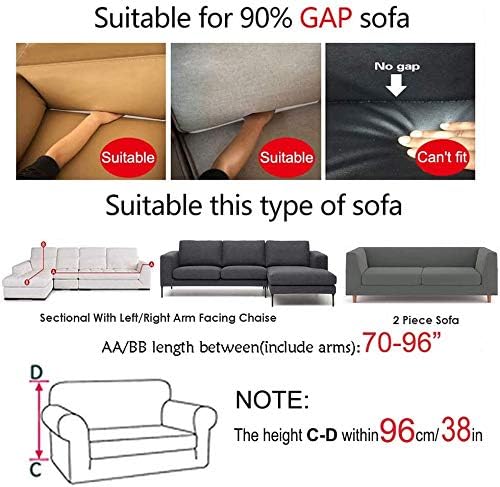 Mingfuxin Upgraded Sofa Covers for 3 Cushion Couch, L Shaped Couch Covers, Anti-Slip Slipcover for Sectionals Sofa Furniture Protector Sofa Stretch Cover with 2pcs Pillow Covers(Black)