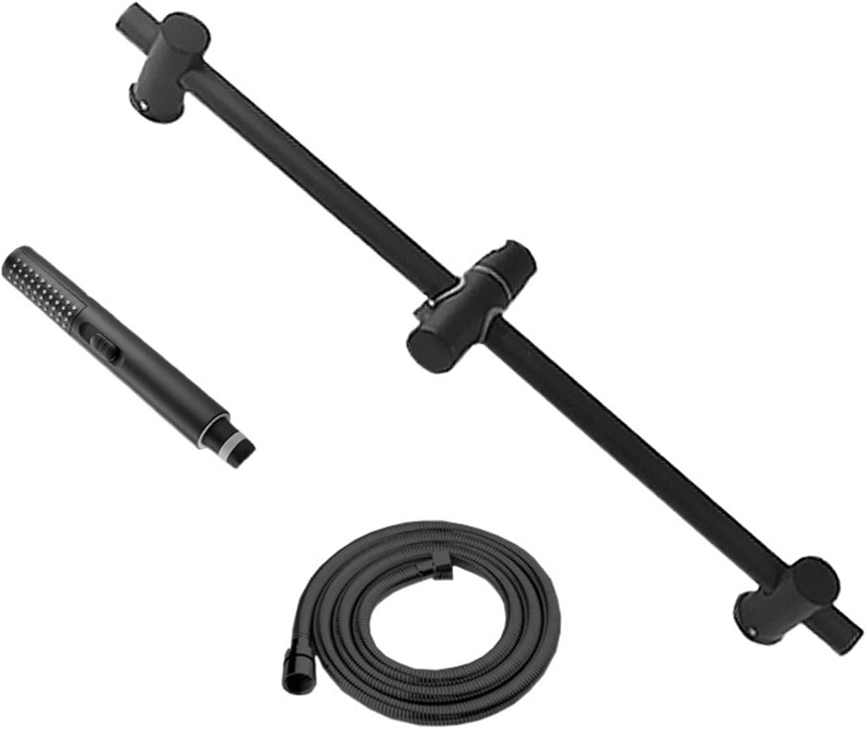 Matt Black Bathroom Shower Bar Column Sliding Set Movable Adjustable Wall Mounted with Bracket Holder Hand Shower Set(Set F)