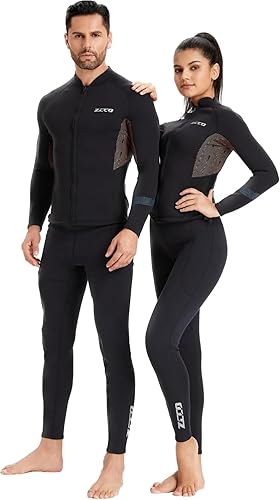 Miniatura 5 de ZCCO Traje de neopreno de 0.069 pulgadas para mujeres y hombres, chaqueta de neopreno de manga larga para buceo, camisa de traje húmedo con