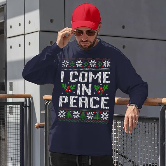 fresh tees I Come In Peace Couple Matching Ugly Christmas Sweater Sweatshirt for Men/Women4