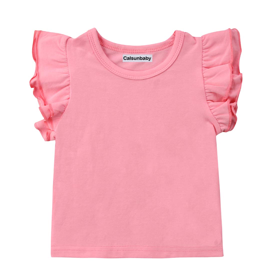Infant Toddler Baby Girl Top Basic Plain Ruffle T-Shirt Blouse Casual Clothes