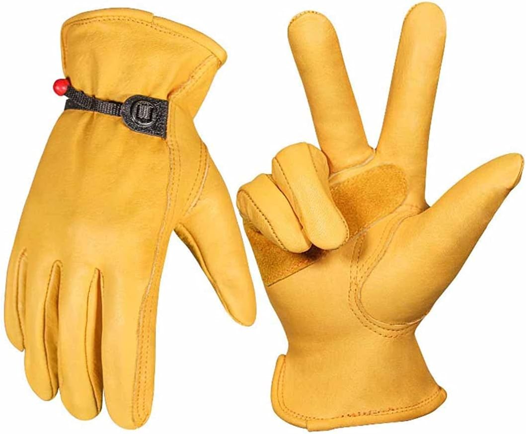 屋外クライミンググローブ 作業用手袋フルフィンガーガーデニング耐摩耗性屋外手袋 厚みのある感じ (色 : 黄, Size : S)