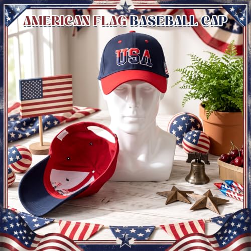 Image of Coume 2 Pack American Flag Baseball Caps for Men,Burgundy,Navy Blue | Adjustable Fit, Embroidered Stars Stripes, Veterans Day 4th of July, Breathable Cotton, Patriotic Outdoor Theme