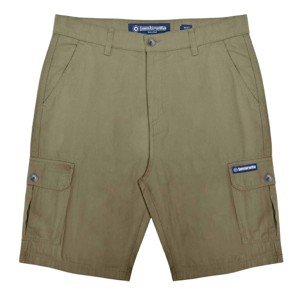 Lambretta Mens Cargo Shorts - Khaki - 36