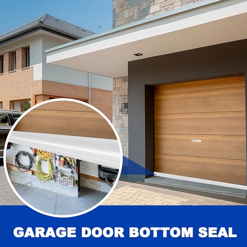 DGSL Garage Door Seals Bottom Rubber Weather Stripping Sealing Strip Replacement, Universal Weatherproof Threshold Buffering (10 Ft, White) - Thumbnail 7