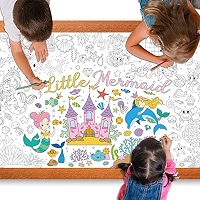 PHOGARY Poster de coloriage géant pour enfants - Nappe d'animaux marins Jumbo - Bannière de dessin - 137,2 x 274,3 cm