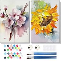 Peinture Par Numéros Adulte Enfant Lxmsja 2 Pièces Avec Cadre - Fleurs 20x30cm, Kit Complet Pinceaux & Peintures