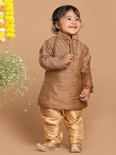 Image of VASTRAMAY Baby Boys Silk Blend Printed Infant Azure and Kurta Pyjama Set