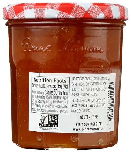 Image of Bonne Maman Peach Preserve Marmalade Fruit Jam, 13 oz ℮ 370 g