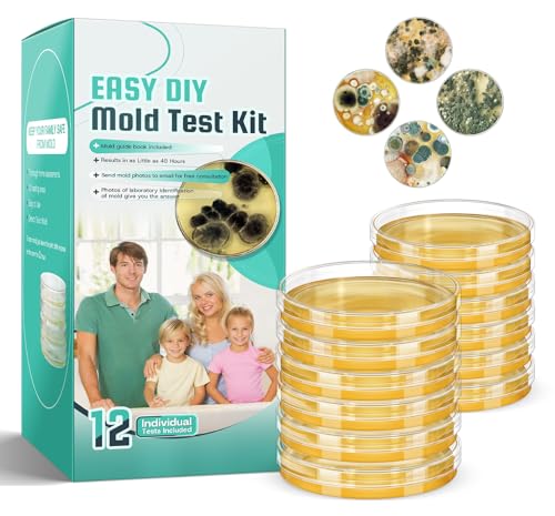 Mold Test Kit for Home Detection: 12 Simple DIY Science Kits for Fastly Testing Home Surfaces & Air Quality Detector & HVAC Monitor Includes Detailed Identification Guide