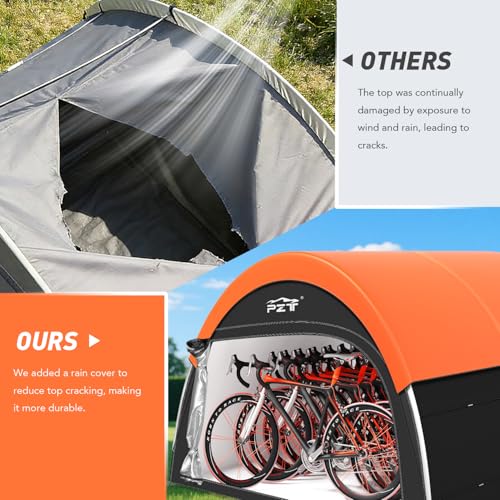 Image of Upgraded Bike Tent with Rain Cover, Portable Outdoor Storage Shed for 8-10 Bikes, 210D Oxford Fabric PU4000 Waterproof, Bike Shed /Bike Cover for Motorcycles, Garden Tools, Lawn Mower