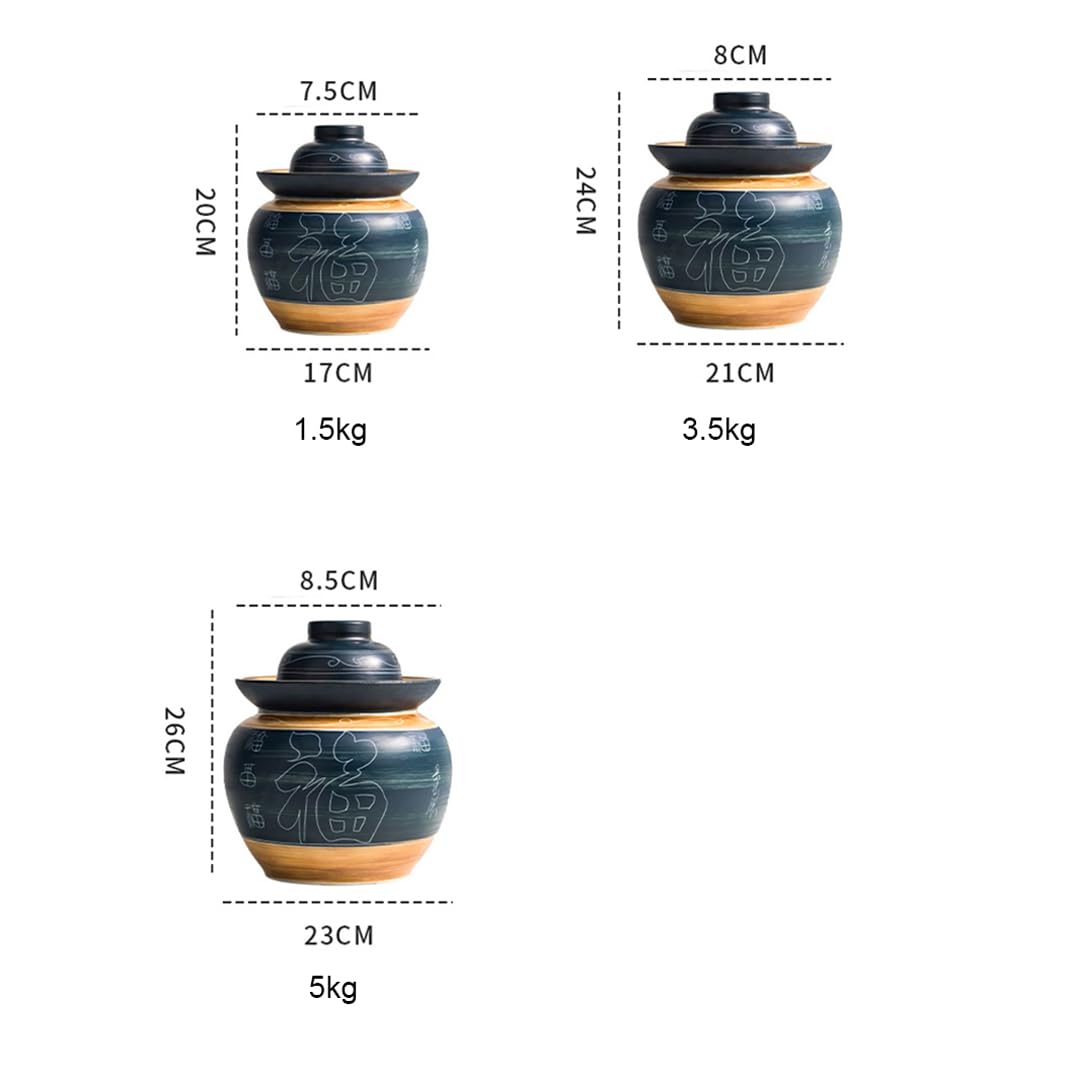 Kimchi Jar ceramiczny słoik na marynaty z pokrywkami, pojemnik na zakwas z pokrywką, pojemniki Kimchi, słoiki fermentacyjne ceramiczne garnki, zamknięte słoiki fermentacyjne z pokrywkami,