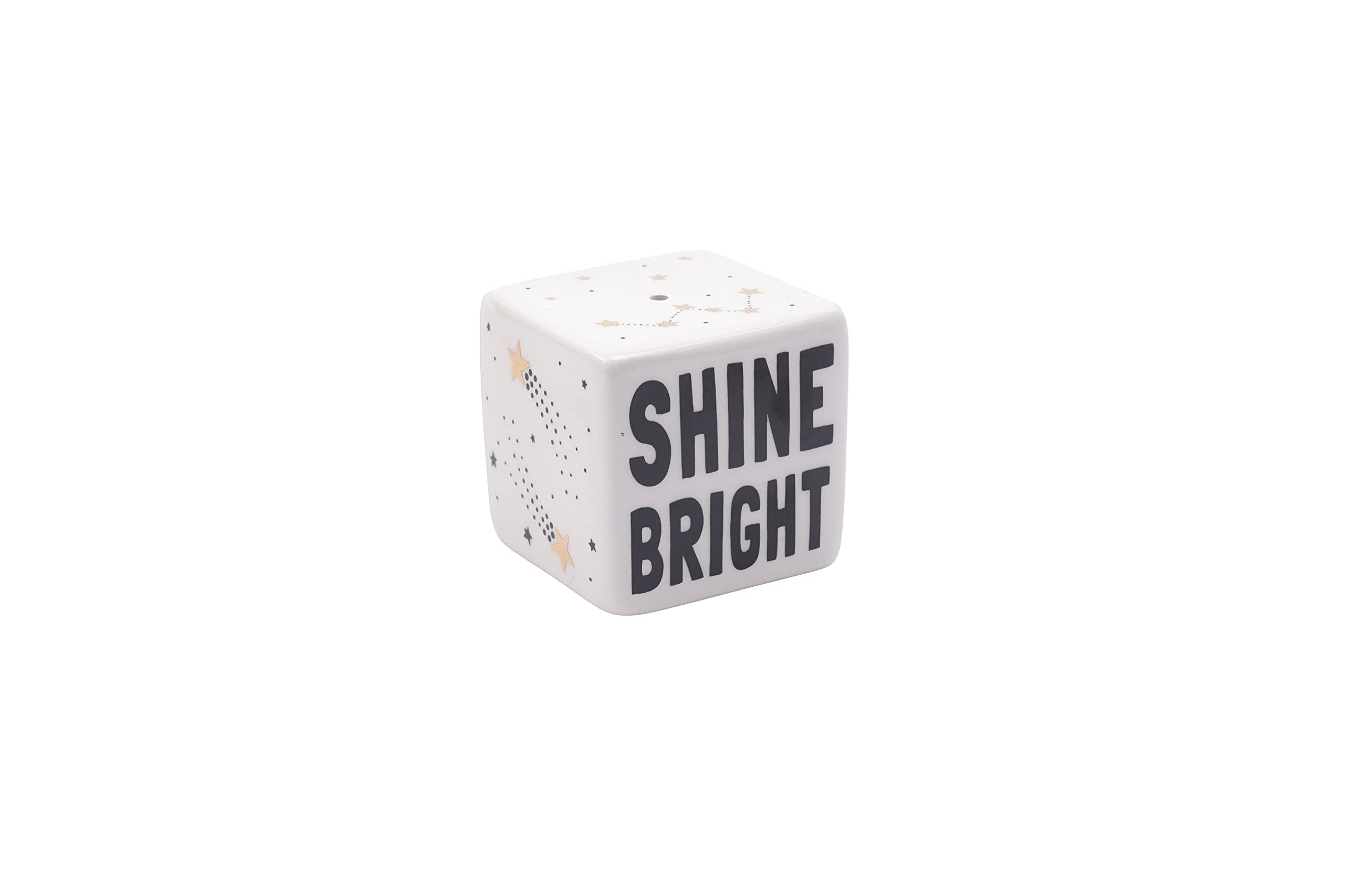 Cgb Giftware White Black Gold | Cube Shine Bright Star Design Light Pull | ’Shine Bright’ Slogan | | Cord Pull For Bathroom Lighting Blinds Curtains Ceilings Fans | Drawer Pull Collection | Gb06421