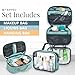 Toiletry Bag Kit Set: Hanging Travel Toiletry Bag + Makeup Bag with Brush Holder + Ultralight Accessory Organizer Pouch (Dusty Teal Makeup)
