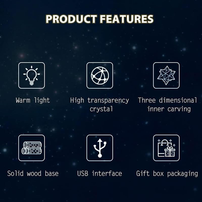 Dhanuom 3D Galaxy Crystal Ball Night Lamp, USB Table Colorful LED Wooden Crystal Ball for Home Decoration Birthday Gift for Teens Boys and Girls(1 PCS) (Bird) 1