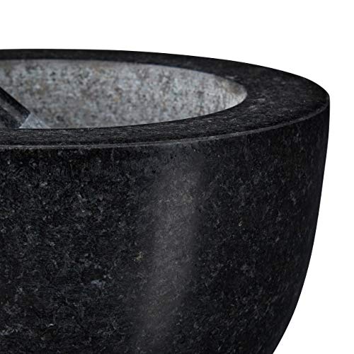 Mortero de granito Relaxdays con acabado gris oscuro y mano de piedra duradera 7