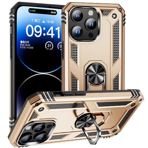 Ymyhyuxi Funda protectora resistente para Samsung Galaxy A50 con soporte de anillo de metal giratorio de 360°, funda resistente a prueba de golpes con diseño de panal dorado.