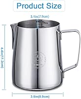 Vista 2 de Jarra espumadora de leche de 20 onzas, jarras de vapor de espresso de 600ml, accesorios para máquina de espresso, taza espumadora de leche de 20