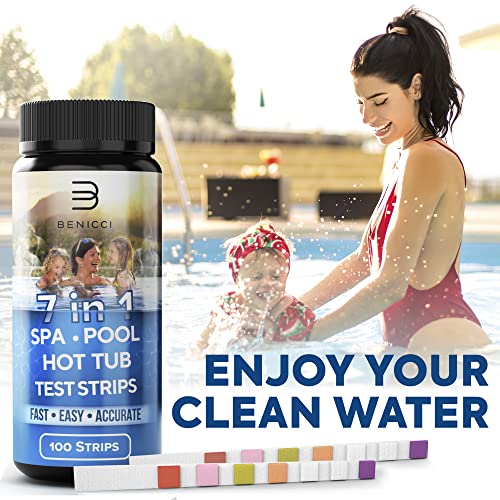 7 in 1 Pool and Spa Test Strips Kit 100 Accurate Test Strips for Spa, Swimming Pool and Hot Tubs - Fantastic for Homes or Commercial Use and Perfect for Your PH Water Testing Needs - Thumbnail 2