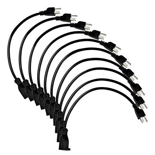 GYMAN Extension Cord Cable Power Outlet Saver 3 Prong 16AWG-13A with UL Listed -10 Pack