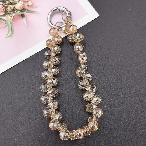 Image of TENOC Beaded Phone Wrist Strap, Gold | Cellphone Lanyard Chain, Sparkling Wristlet Bracelet, For Women
