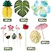 188 Pieces Hawaiian Luau Party Decorations, Include Tropical Palm Leaves, Hibiscus Flowers, Paper Pineapples, Cupcake Toppers, 3D Fruit Straws, 50 Pieces Paper Umbrella