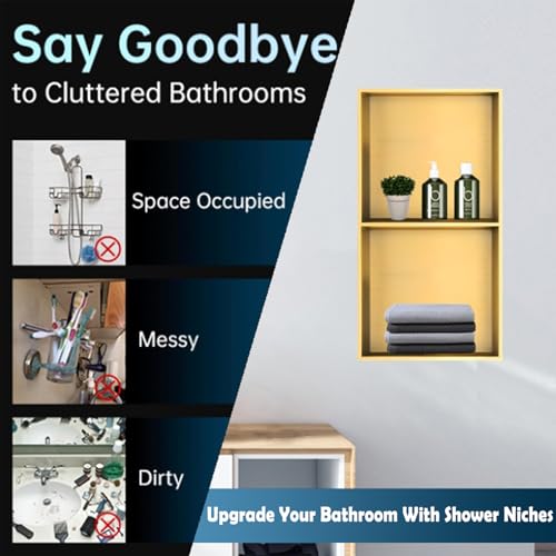 Niche de douche rectangulaire étagère de douche rangement mural acier inoxydable - 7