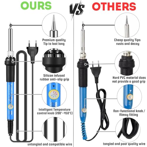 Image of Vtronix 60Watt Temperature Controlled Soldering Iron for Precision Electronics Work | Soldering Machine for Home, Industrial & Electronics Workshop Reparing with Fast Heating & Heat Resistant Handle
