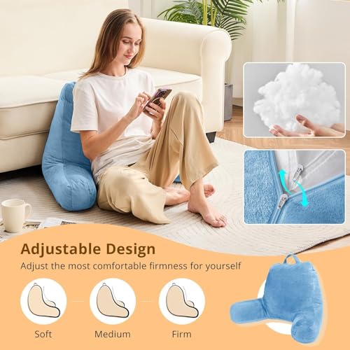 Image of Sasttie Reading Pillow for Bed, Back Pillow for Sitting Up, Blue