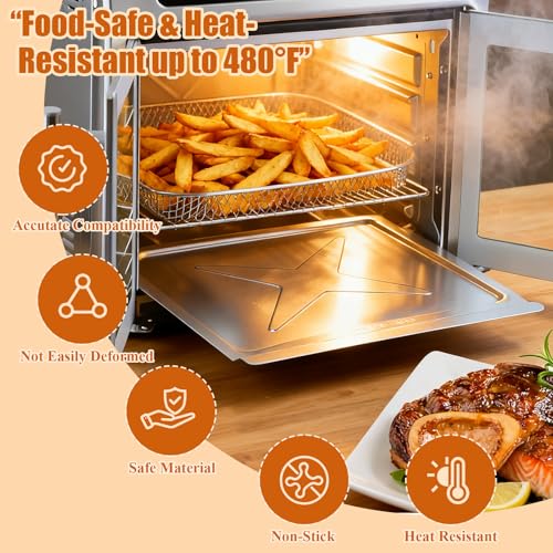Image of Uniflasy Crumb Tray Replacement for Emeril Lagasse 26 Qt Extra Large French Door Air Fryer, Crumb Tray with 4 Pcs Oven Liners Accessories for Emeril Lagasse 26 Qt Air Fryer