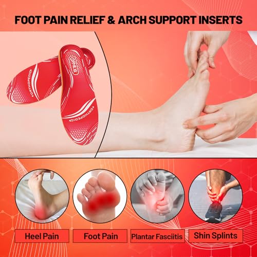 Image of 220lbs+ Plantar Fasciitis Relief Foot Pain Arch Support Insert Orthotics Insole, Women Men Shoe Inserts for Standing All Day, Comfort Work Boot Insole Flat Feet Heel Spur Size 5, 240MM