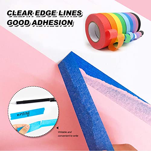 Washi Tape Set 9 Rollen Masking Painters Tape Kreppband Bunt Abdeckband Washitape Buntes Farbiges Klebeband Maibaum für Journaling-15mm*12m